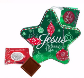 {=Candy-Jesus Our Shining Hope-Chocolates In Green Star Tin (3.5 Oz) (2022=PUB O/S)}